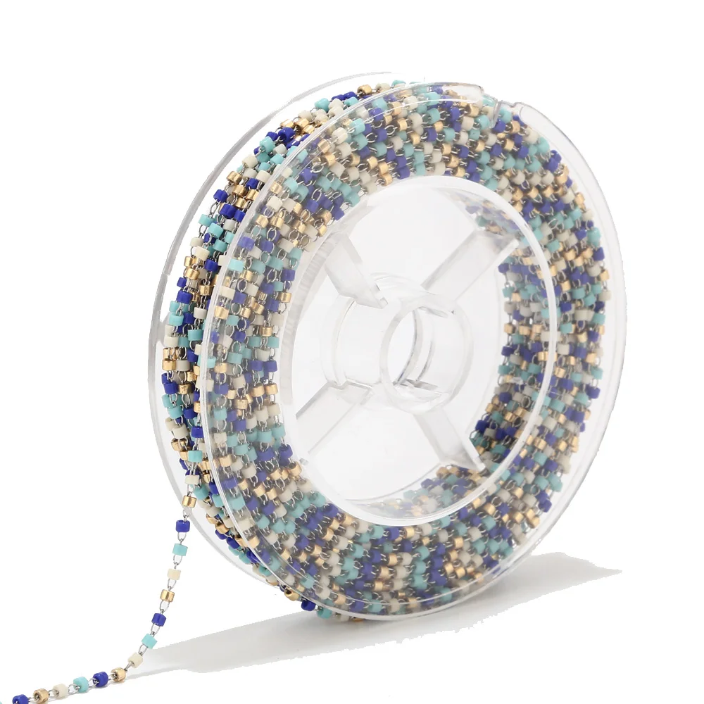 Цепь из нержавеющей стали с японскими бусинами для изготовления ювелирных