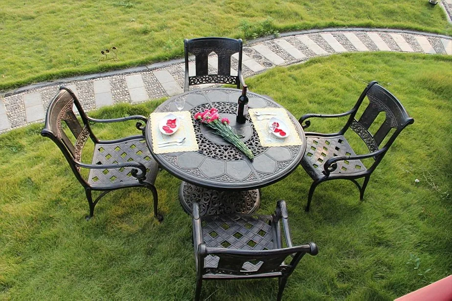 Лидер продаж стол и стул из литого алюминия 7/5 предметов уличная мебель морская