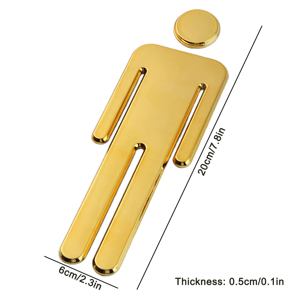 Restroom Washroom Signage WC Decals Adhesive Backed Acrylic Toilet Symbol Decoration Home Gold Bronze ABS Plastic Silver Office |