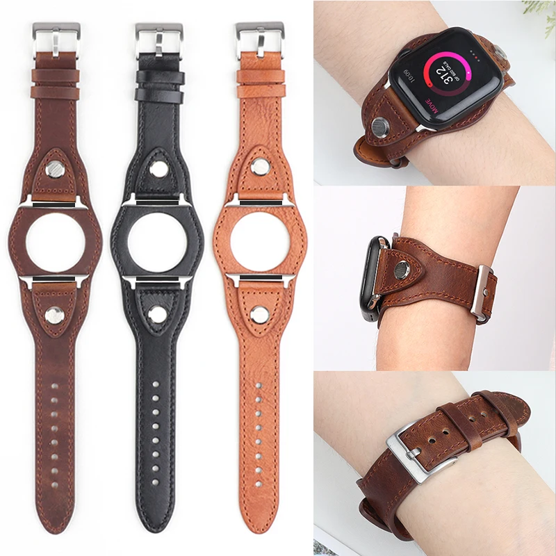 Ремешок кожаный для Apple Watch Band 44 мм 40 винтажный браслет IWatch 38 42 Iwatch Series SE 6 5 4 3 2 -