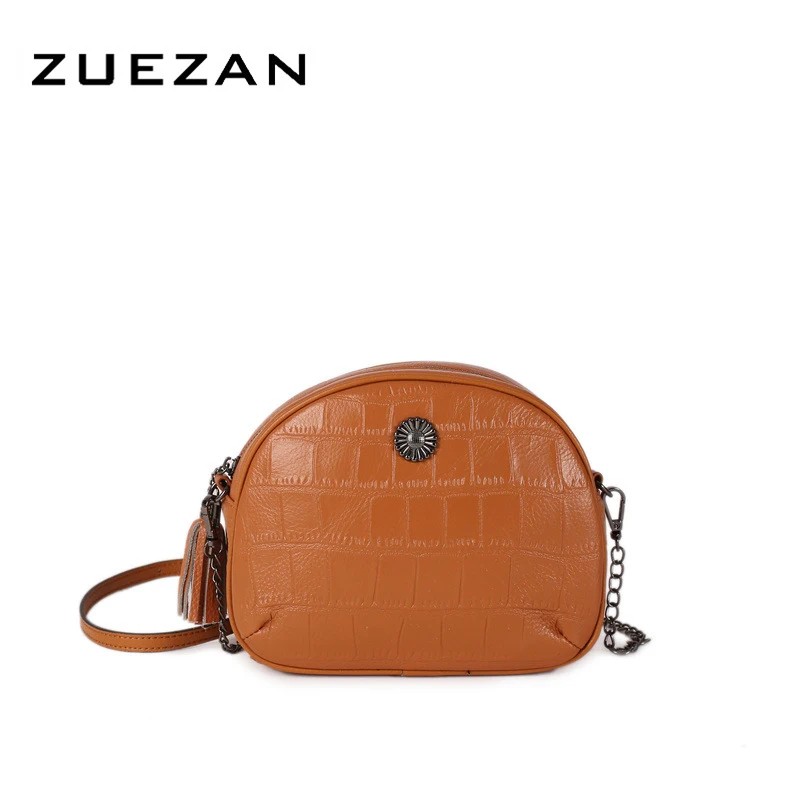 

Girl's Summer Shell Chains Bag, Women Genuine Leather Messenger Bag, Female 100% Natural Cowhide Shoulder Cross-body Bag, T046