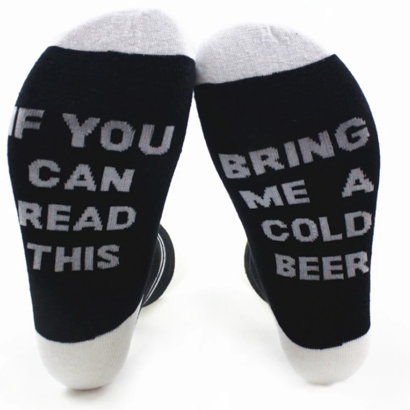 Women Men Funny Ankle Socks Letter Print If You can read this Bring Me Wine Coffee Beer autumn spring fall Dobby Christmas | Женская