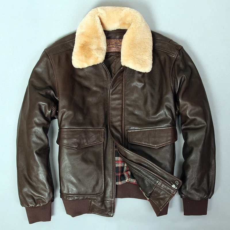 2019 Военная летная куртка ВВС с меховым воротником мужская зимняя из натуральной