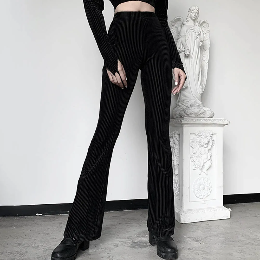 

High Street Casual Pants Spring Autumn The New Fashion Hipster Designer Simple Thin High Waist Retro Pit Bar Boot Cut Pant