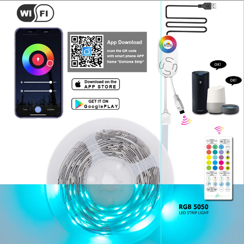 

Светодиодная лента RGB 5050 с поддержкой Wi-Fi и Bluetooth