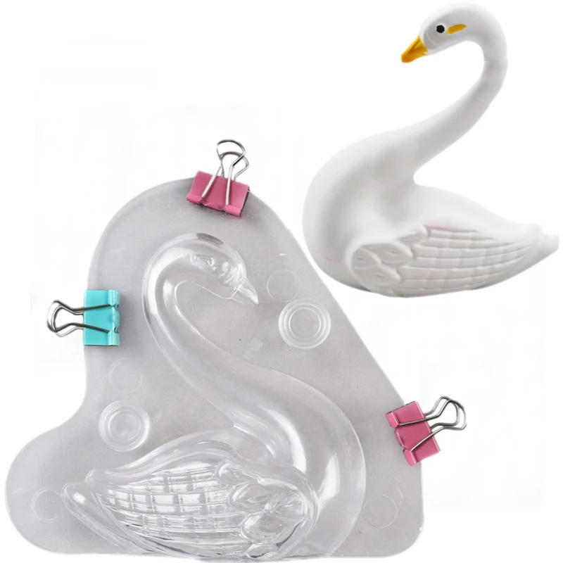 3D форма лебедя пластиковые формы для эпоксидной смолы прозрачная помадка торт
