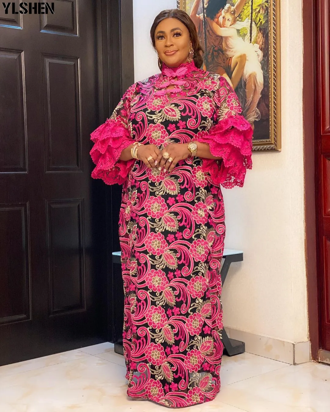 Африканские платья для женщин 2021 Новая африканская одежда Дашики кружева Grand Boubou