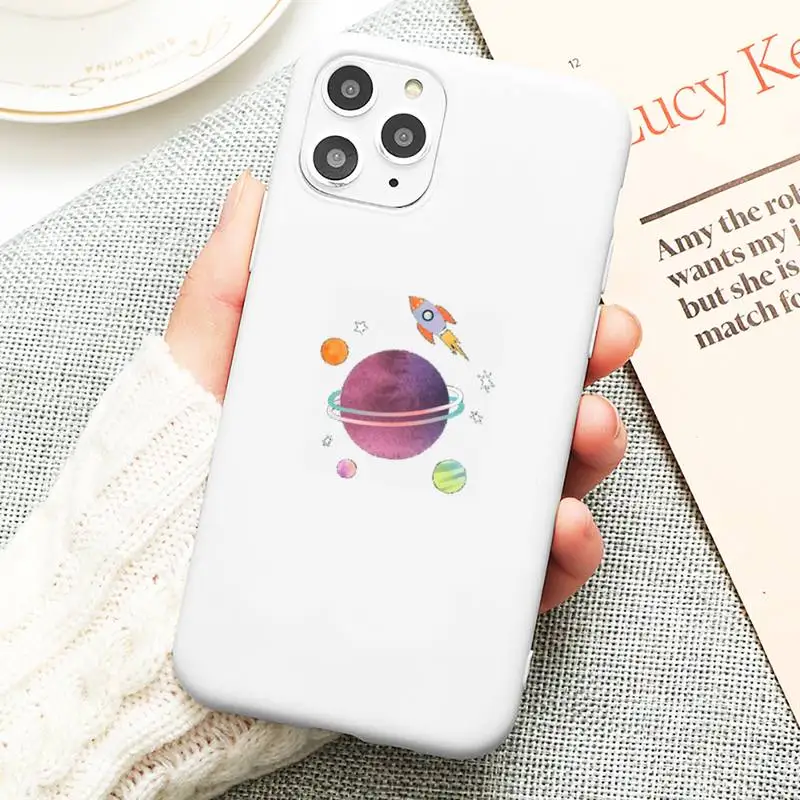

Cute planet Phone Case Liquid Silicone Phone Case for iPhone 11 Pro Max XR XS X Soft Candy Cover for iPhone 6 6S 7 8 Plus Cases