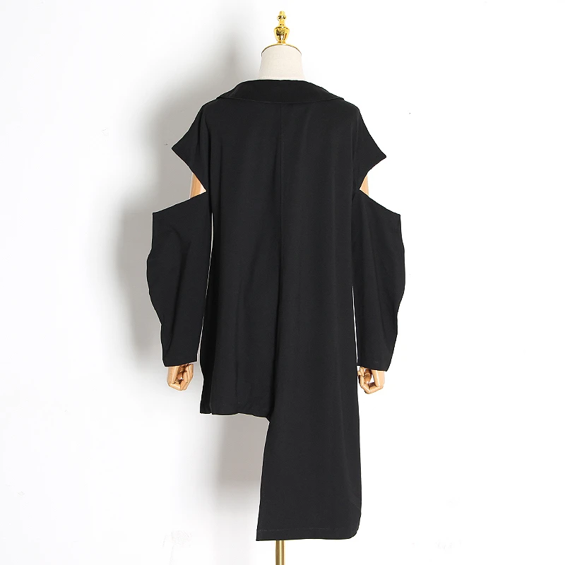 Жакет женский асимметричный с отложным воротником и длинным рукавом-фонариком |