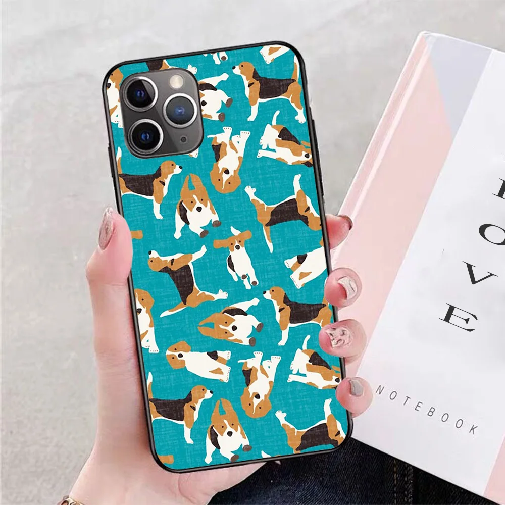 

For iPhone Beagle scatter blue Soft TPU Border Apple iPhone Case