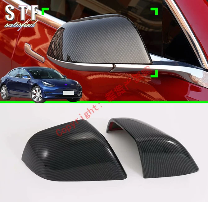 

Carbon Fiber Style Car Accessories Side Mirror Cover Trim Rear View Cap Overlay Molding Garnish For Tesla Model 3 2017 2018 2019