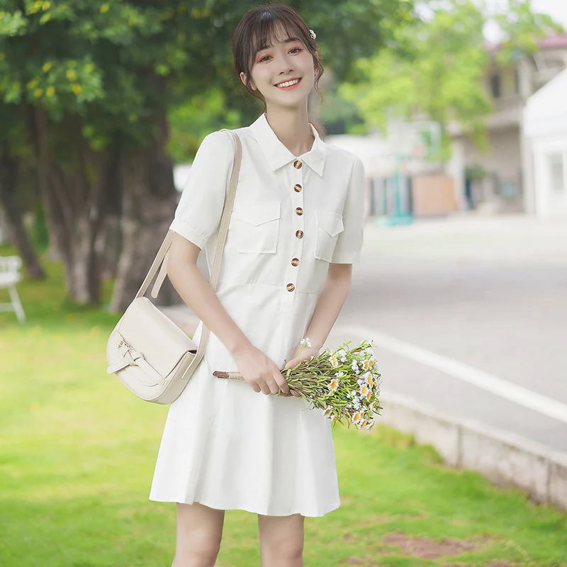 Шикарное платье цвета хаки Новинка лета 2020 рубашка средней длины в студенческом