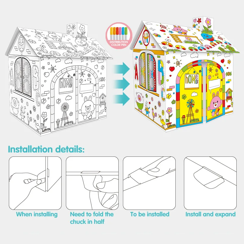 

Diy painting toys hand-painted graffiti assembled three-dimensional paper painted children's creative puzzle cardboard toys