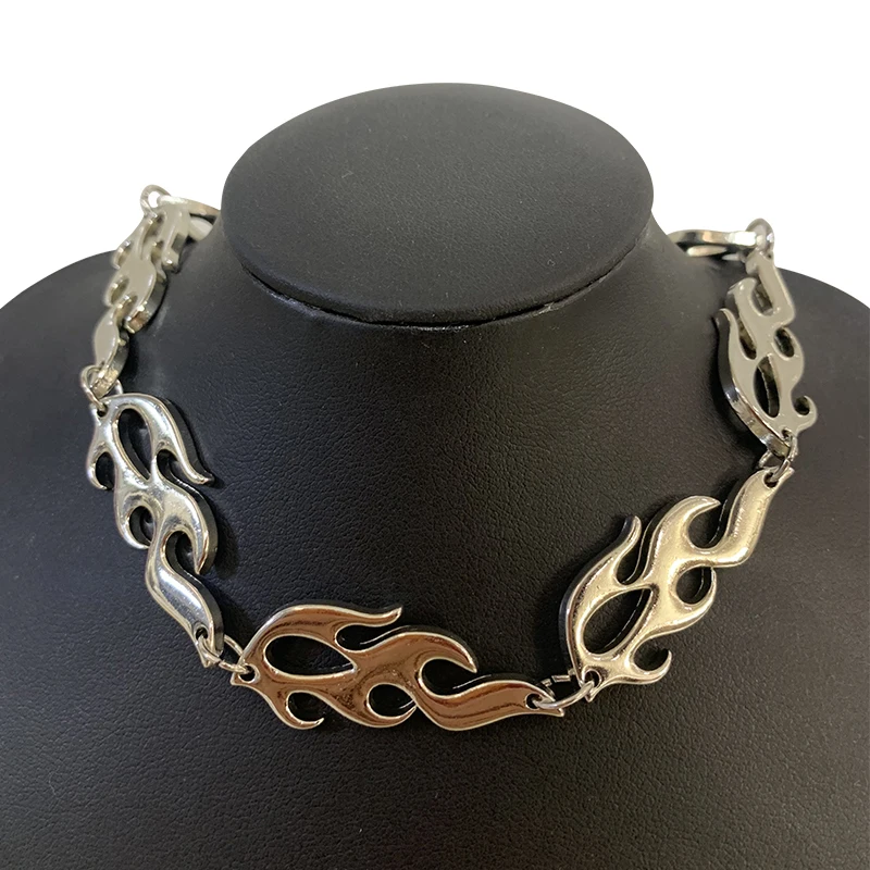 Модное простое ожерелье для женщин пламя панк аксессуары рок цепочка