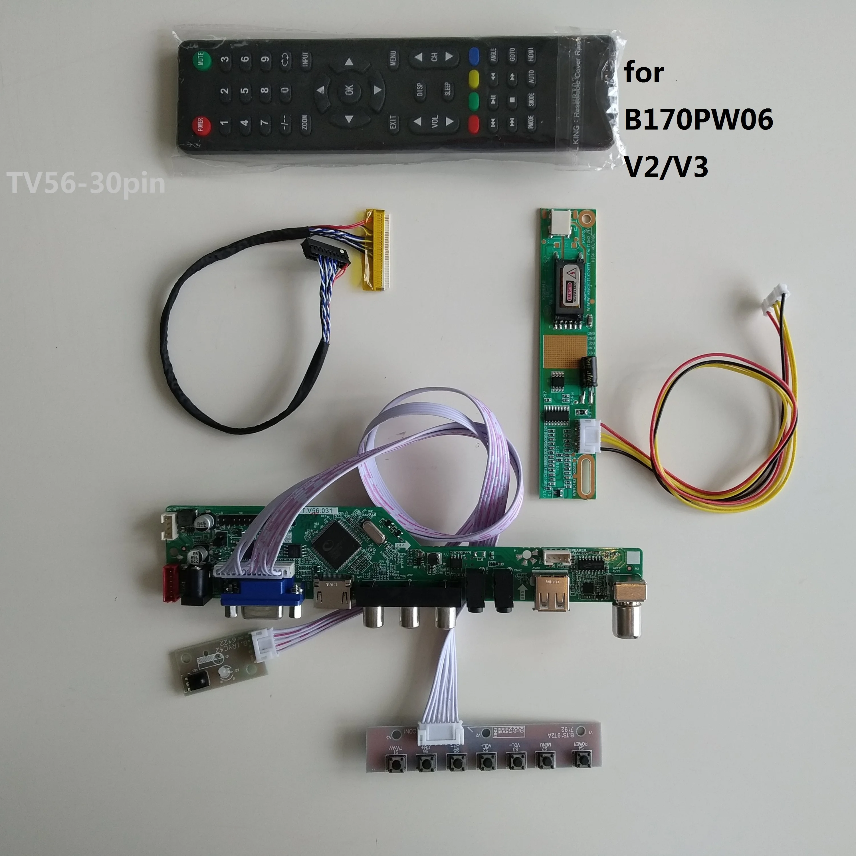 

TV TV56 LCD LED RF VGA AV USB Controller Board kit card DIY For B170PW06 V2/B170PW06 V3 1440*900 monitor