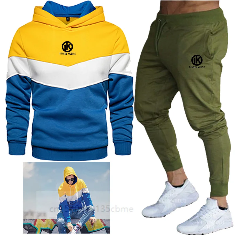 

2021 casual sportswear men's suit hoodie and pants two-piece zipper hooded sweatshirt suit sportswear men's suit clothing
