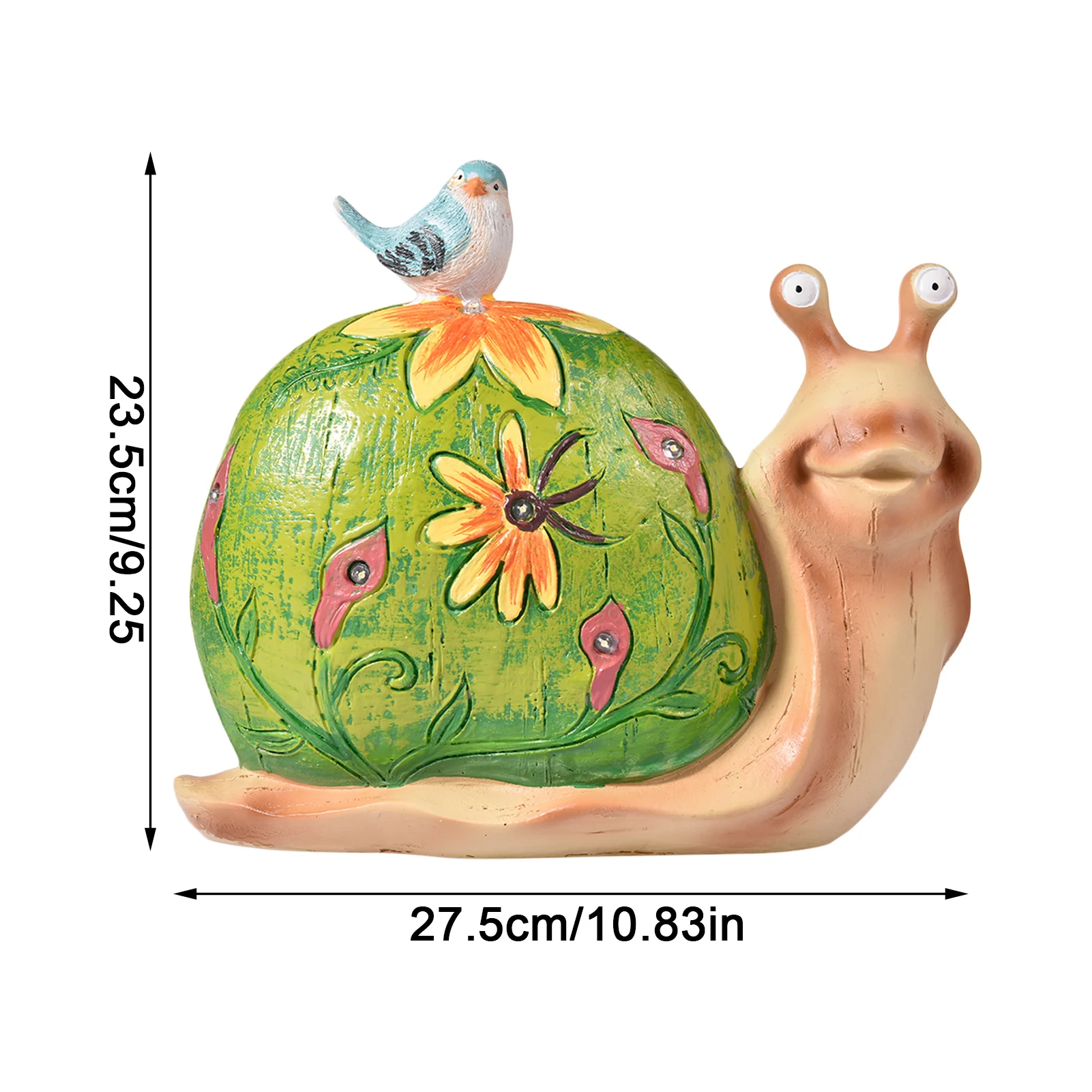 

Amazon Hot Sale Garden Statue Snail Figurine Solar Powered Resin Animal Sculpture LED solar resin outdoor art decoration orname