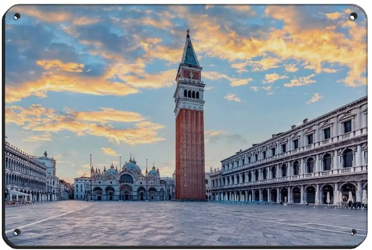 

San Marco Square Travel Poster Tin Sign Vintage Metal Pub Club Cafe bar Home Wall Art Decoration Poster Retro 8×12inch