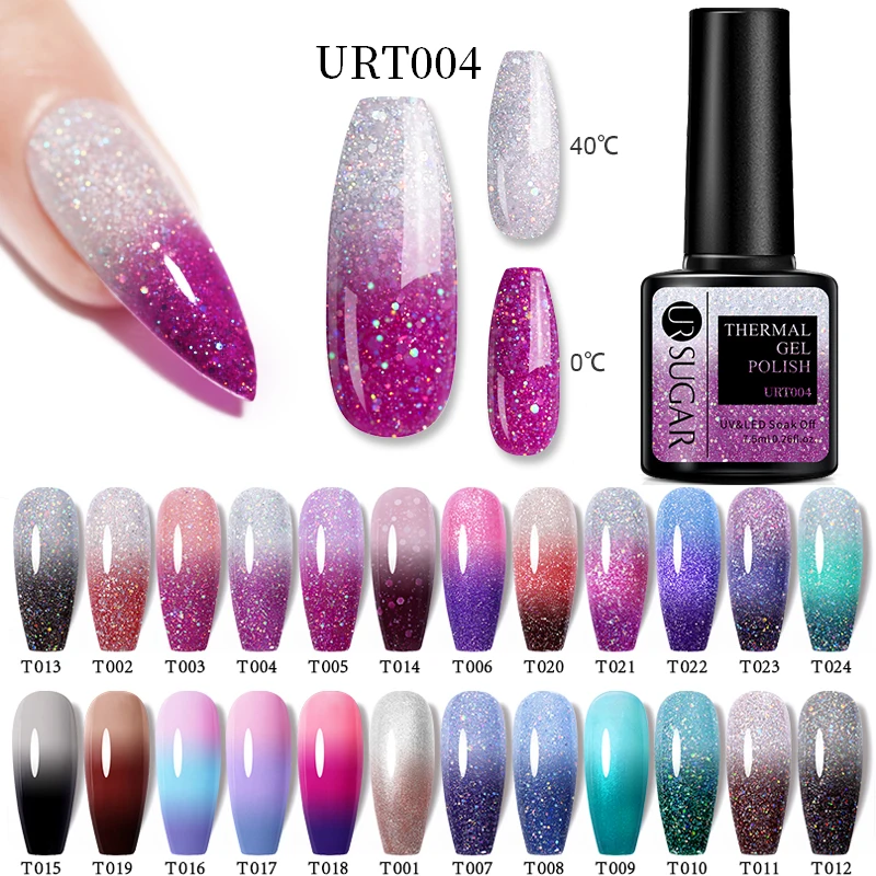 UR SUGAR Thermal Gel Nail Polish Soak Off UV Gel Polish Temperature Color-changing Gel Glitter Varnish Nail Art