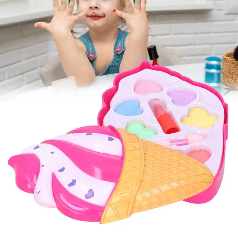 Набор косметики водорастворимый макияж палитра помады кисть для девочек ролевые