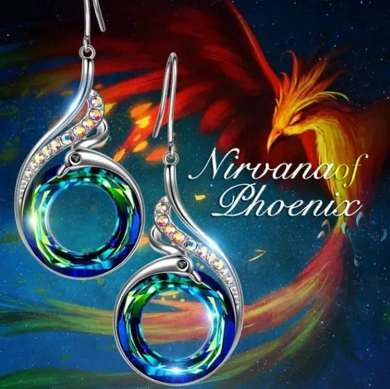 

2 Colors Woman's Nirvana of Phoenix Magic Crystals Dangle Earrings 2022 Trendy Drop Hook Wedding Jewelry Gift
