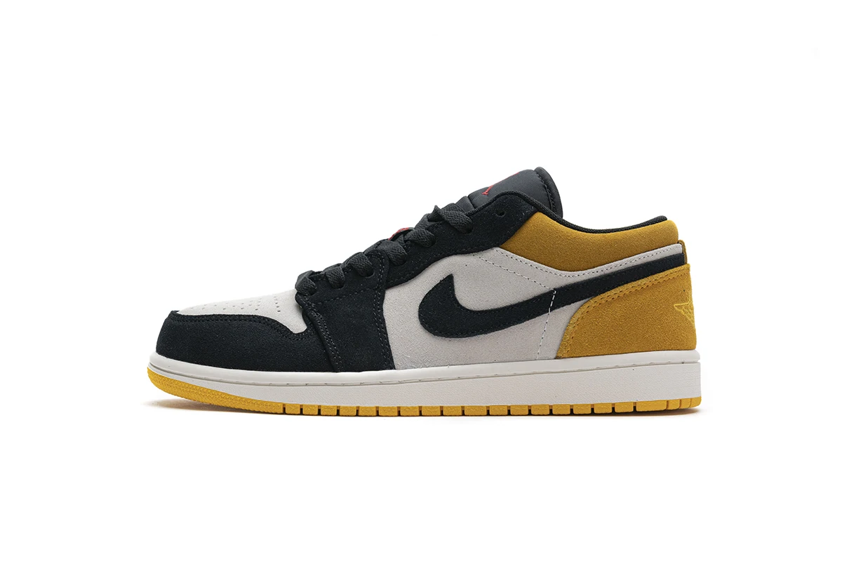

-zapatillas Air Jordan 1 AJ1 Mid AJ1 para hombre, calzado de baloncesto masculino con punta amarilla y negra, zapatilla