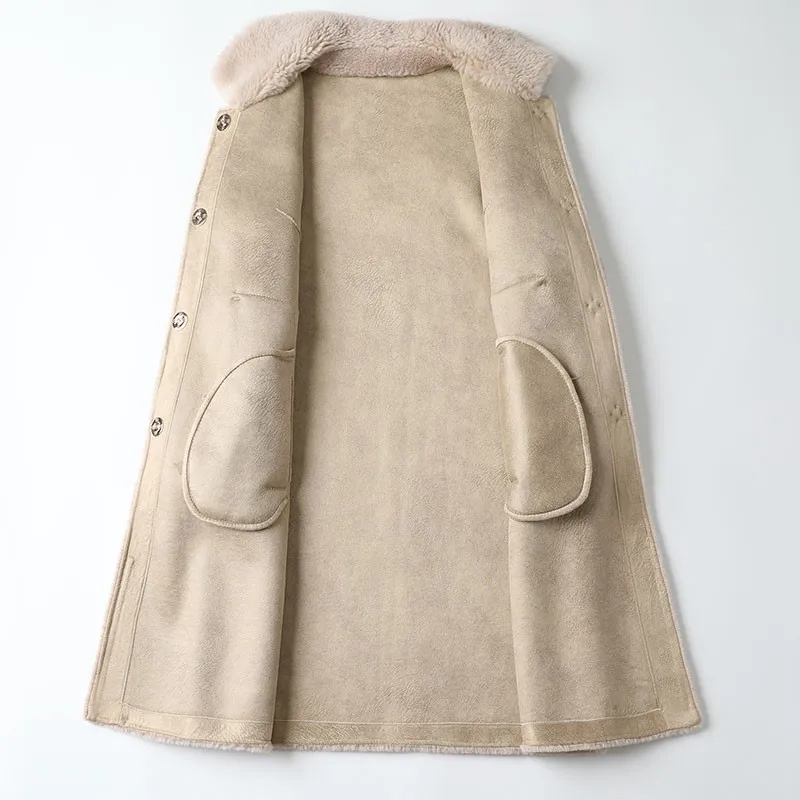 Шерстяное меховое пальто женская верхняя одежда на осень и зиму LF2153 | Женская