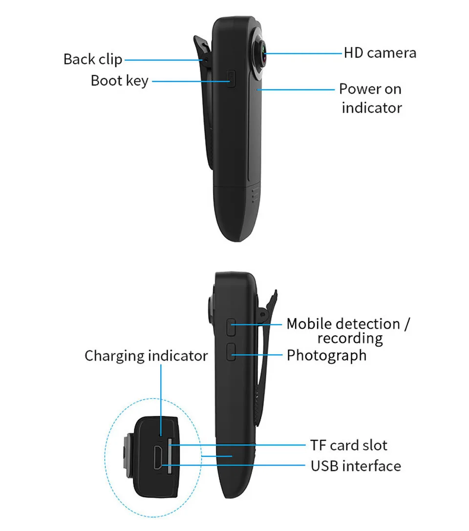 HD 1080P Min Camera Clip fixed Video Recorder with Motion Detection Small Security Cam for Home Outside Camcorder | Электроника