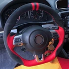 Черная замша натуральная кожа чехол рулевого колеса автомобиля для VW Polo GTI Scirocco R Passat CC R-Line 2010 Volkswagen Golf 6 GTI MK6