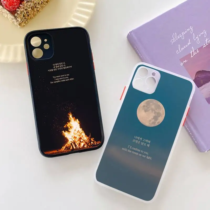 

Korea script Phone Case For iPhone 12 11 Mini Pro XR XS Max 7 8 Plus X Matte transparent Back Cover