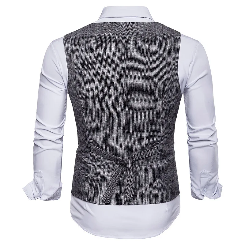 

Spring and Autumn new herringbone cloth men's single breasted suit waistcoat European code slim solid color leisure waistcoat