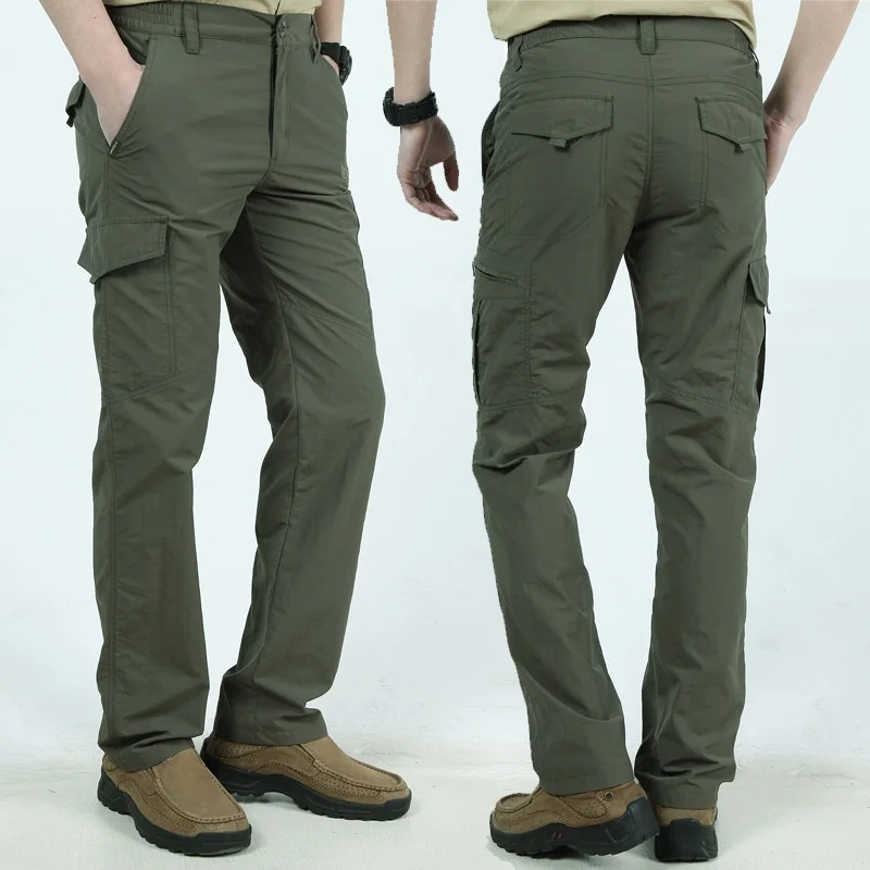 

ICCLEK 2021 Men's Lightweight Tactical Breathable Summer Casual Army Military Long Trousers Male Waterproof Quick Dry Pants