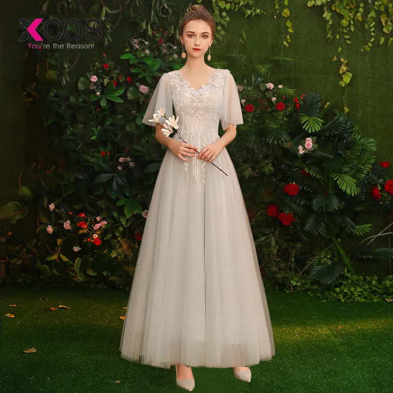 XCOS 2019 новые серые Элегантные платья невесты длинные официальные свадебные