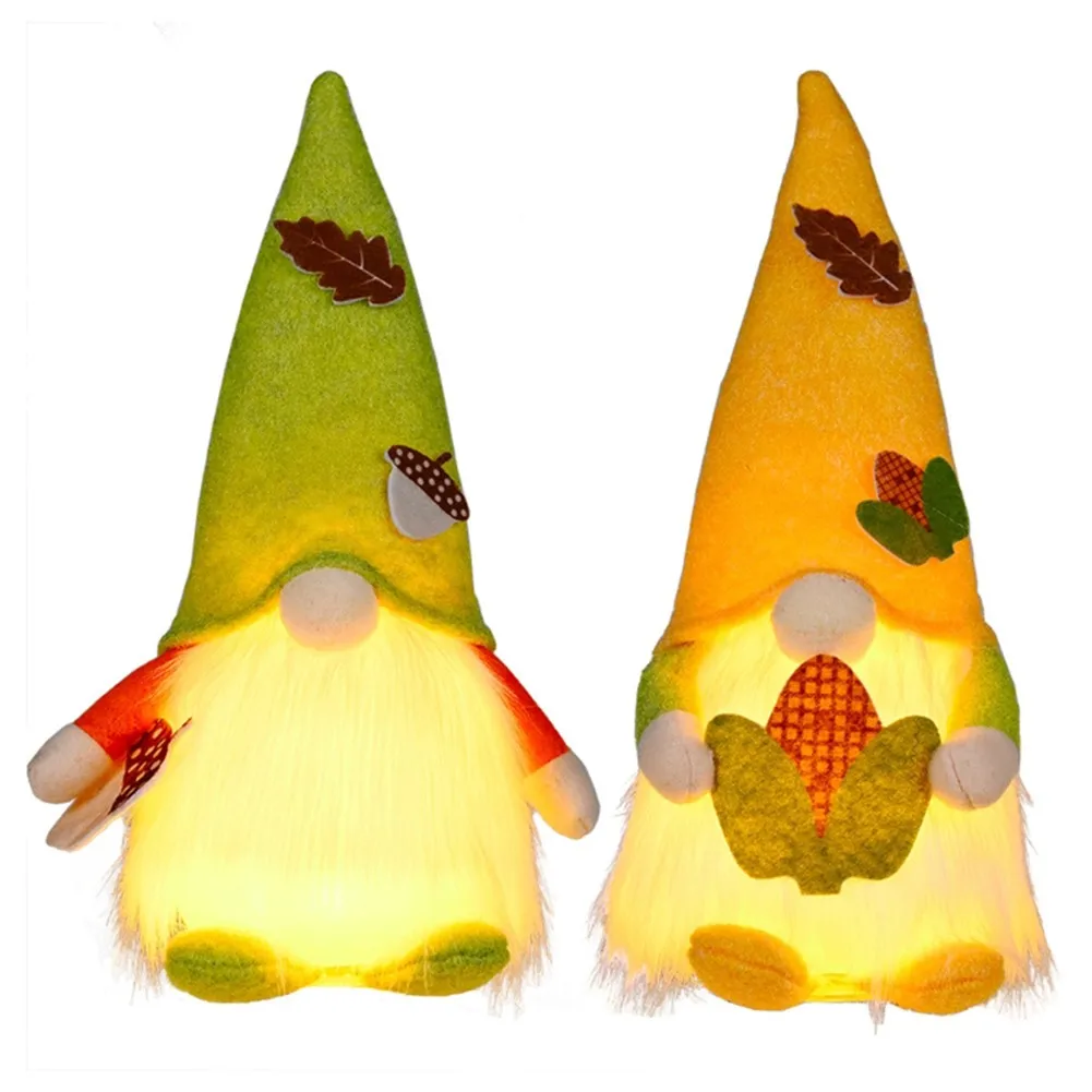 

Autumn Fall Gnome Swedish Nisse Tomte Elf Dwarf With LED Light Thanksgiving Day Gift Tiered Tray Decor Cotton Non-woven
