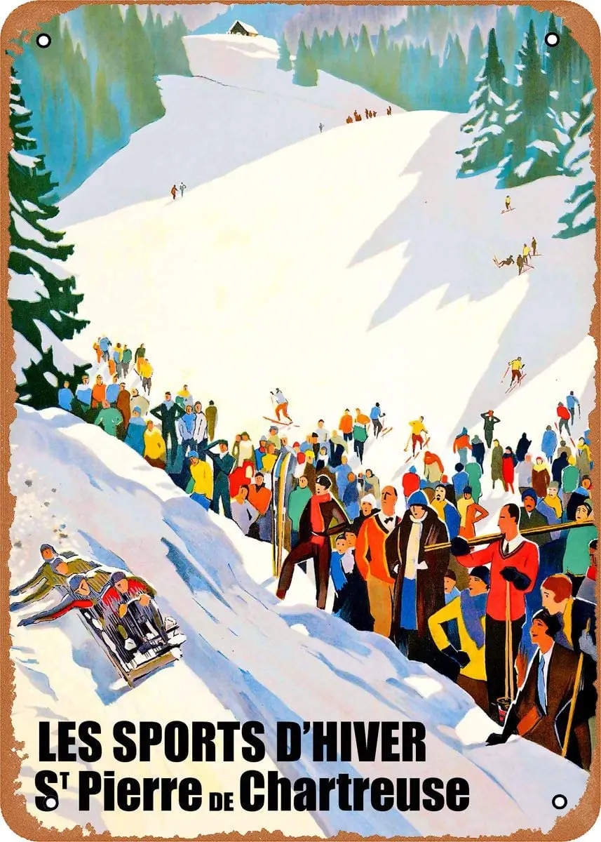 

LuckyUNN Metal Sign Winter Sports Metal Poster Vintage Tin Signs Wall Poster