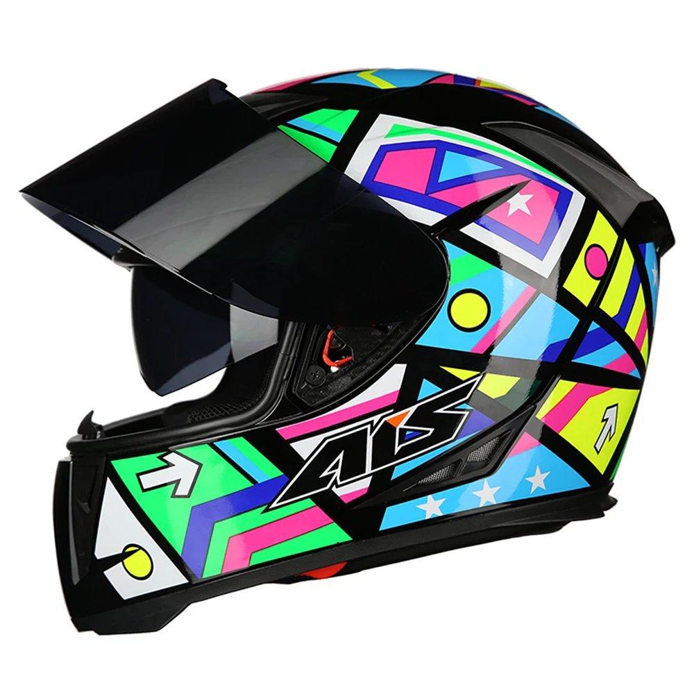 AIS мотоциклетный шлем Casco Moto с открытым лицом Moto шлем с двойным козырьком для мотокросса модульный мотоциклетный шлем - Цвет: 611-06 Gray Lenses