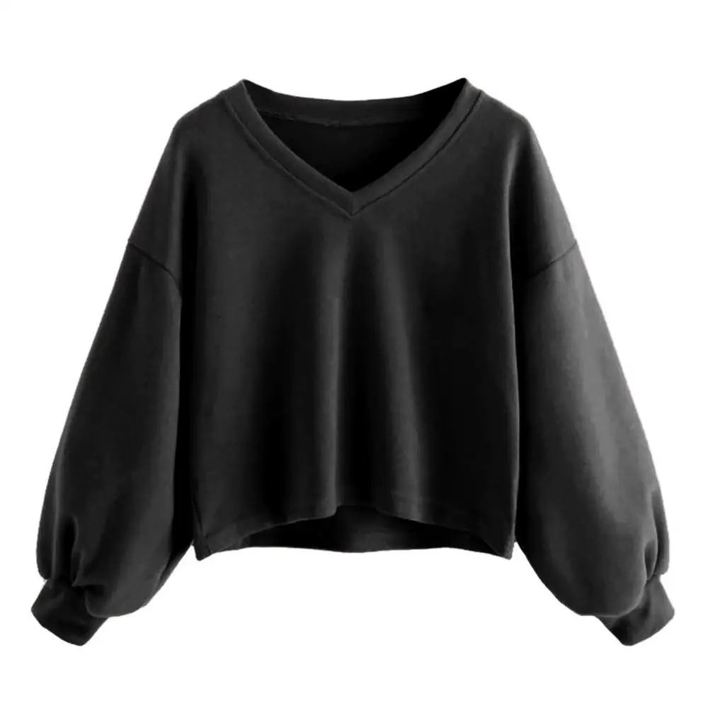 Женская Повседневная футболка с v образным вырезом и длинным рукавом фонариком