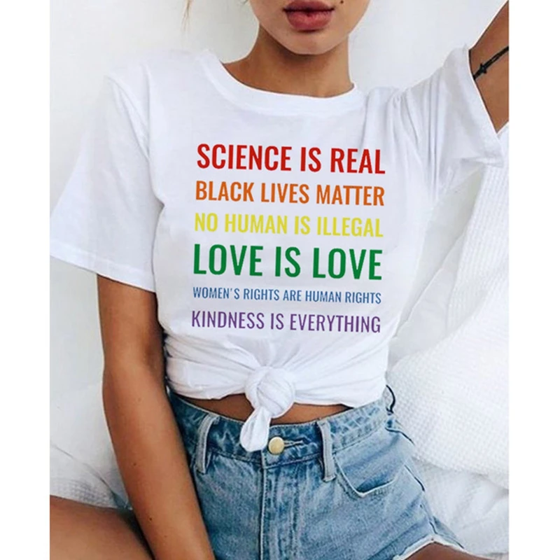 Футболки с надписью More Love Less Hate для девочек черная футболка Lives Matter Женская