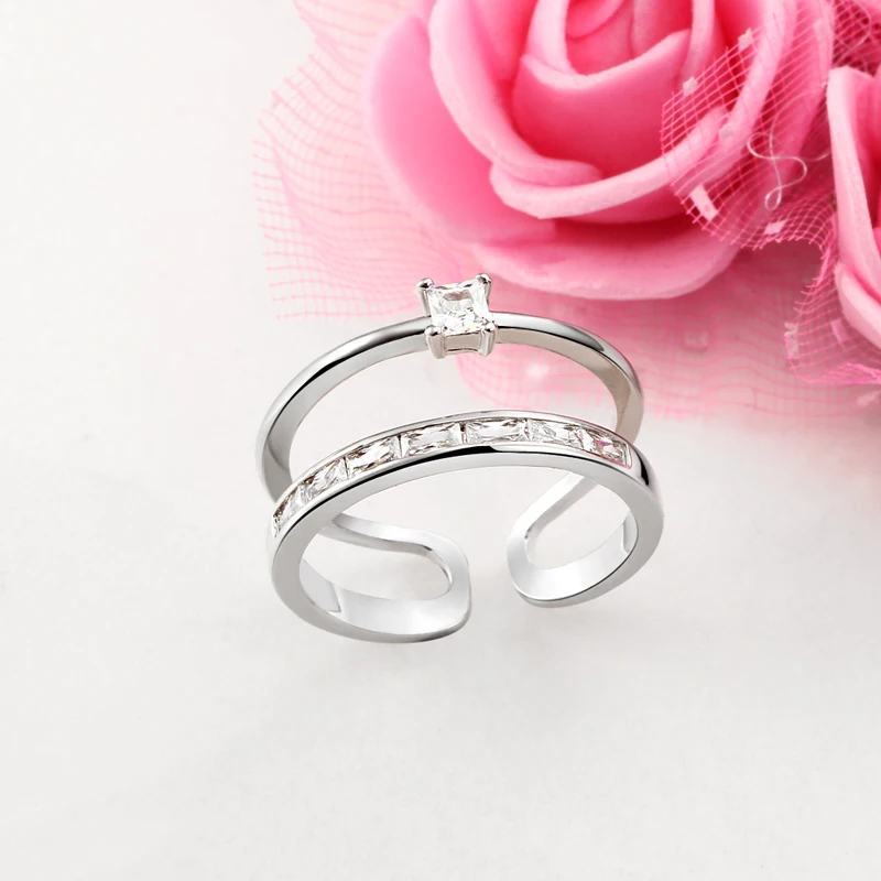 Роскошное обручальное кольцо с цирконом женские квадратные геометрические