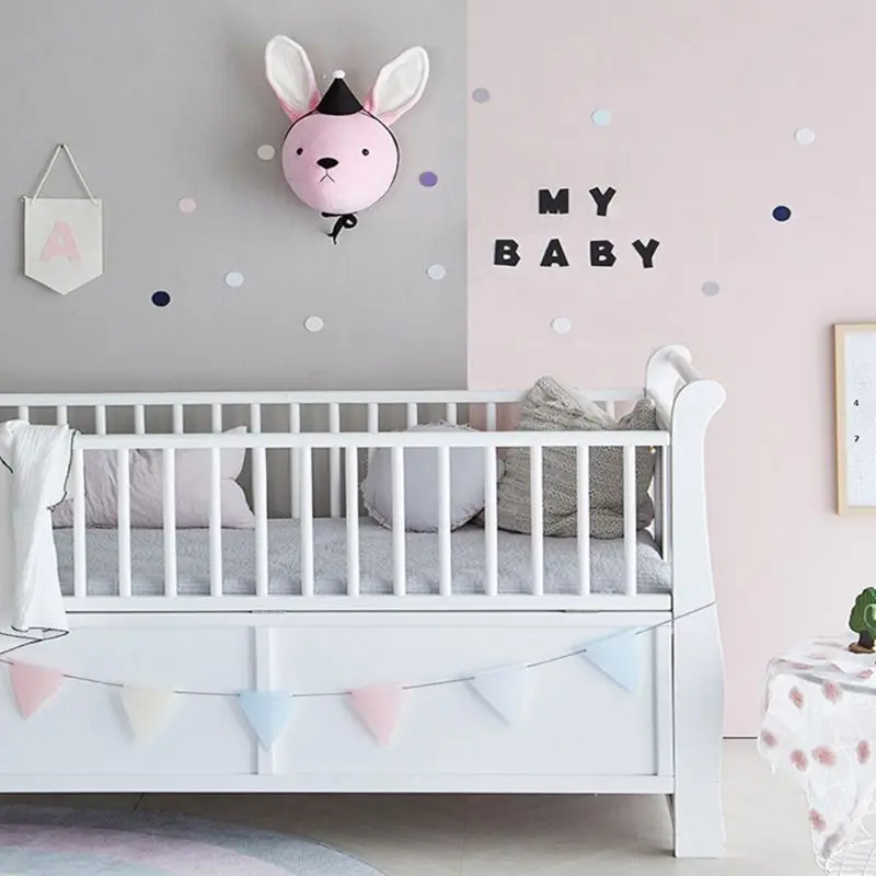 

Cute Rabbit Plush Stuffed Dolls Wall Mount Animal Head for Kids Room Decor Toy