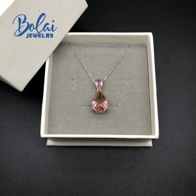 Bolaijewelry, создан Nano кулон из морганита в виде капли 925 стерлингового серебра блестящие ювелирные изделия для девочек хороший подарок на день рождения