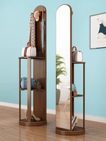 gy solid wood dressing mirror clothes rack integrated rotating floor mirror multifunctional full length mirror