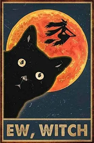 

Witch Cat Retro Metal Tin Sign Vintage Sign for Home Coffee Wall Decor