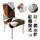 Эластичный чехол на стул, 1246 шт., чехол для кресла спандекс, с геометрическим принтом, для столовой, гостиницы, кухни Вечерние