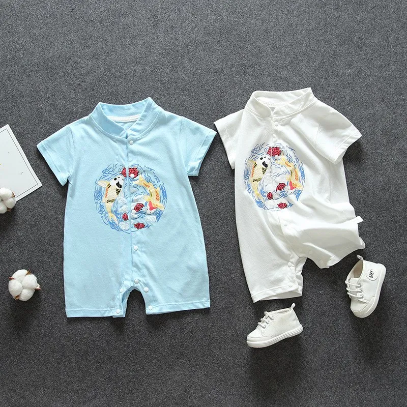 Комбинезон в китайском стиле для новорожденных комбинезон с коротким рукавом
