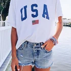 Модная женская футболка с флагом США, повседневные топы с коротким рукавом, футболка с графическим рисунком, женская футболка, летняя женская футболка, футболка оверсайз