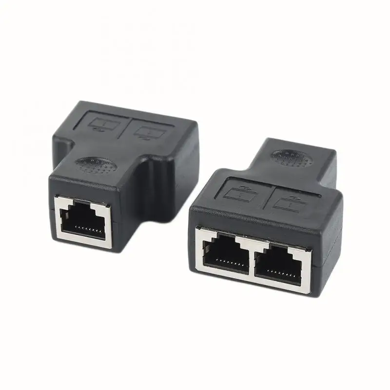 2xRJ45 Adapter Connector 1 To 2 Ways Ethernet Network Cable Female Splitter Extender Plug 8 Core Jack Socket For Laptop Docking |