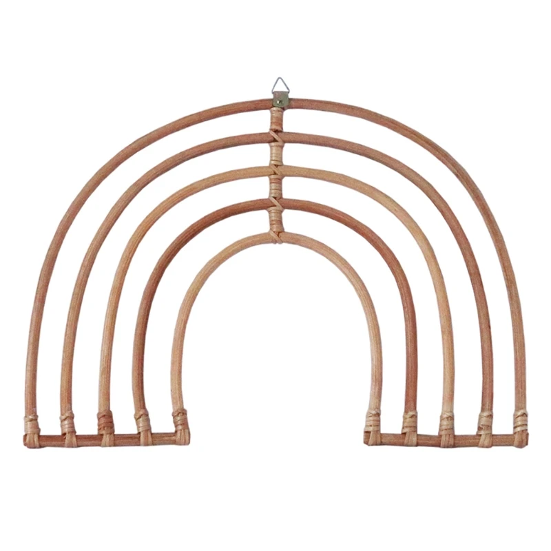 

2021 New Rattan Rainbow Macrame Rainbow Wall Hanging Baby Room Nursery Decor Living Room Kids Girls Bedroom Decor