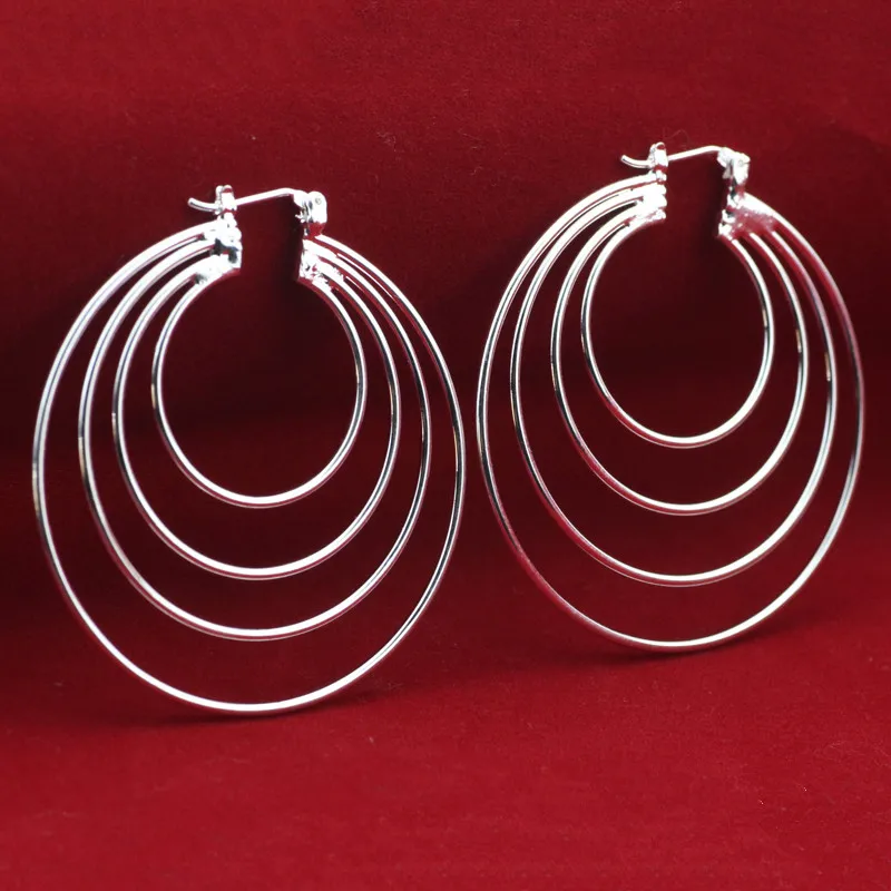 925 стерлингового серебра ювелирные изделия женские круглые изогнутые сережки