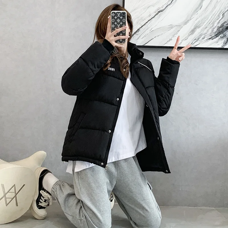 2021 Winter Women Oversized Parkas Jacket Fashion Solid stand collar Thick Warm padded Coat Casual Winter Outwear Jacket parkas